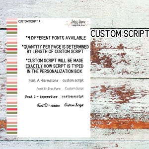 Custom Script Planner Stickers | Personalized Planner Sticker | Personal Script Sticker | Customizable Sticker, 4 fonts available