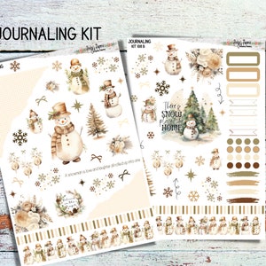 Snowman Journaling Sticker Kit  108 for Christmas time and Winter, Snowman Planner Stickers