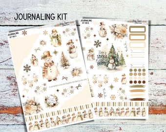 Snowman Journaling Sticker Kit  108 for Christmas time and Winter, Snowman Planner Stickers