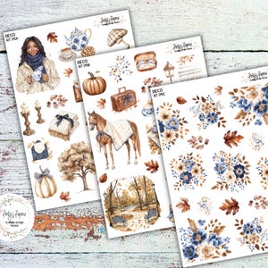 Autumn at Foxbury Manor Full Sheet Deco Stickers Kit #175, Decorative Planning, Journaling Stickers, Junk Journal, Planner Stickers