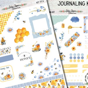 Journal, Scrapbook, Hobonichi Cousin Daily Planner Sticker Kit 77,  Weekly and Daily A5 Journaling Kit for Honey, Bee Keeper, Honey Bees