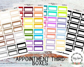 Colorful Appointment Third Boxes| Planner Box Stickers | Appointment Boxes | Decorative | EC | Happy Planner | Bujo | Hobonici