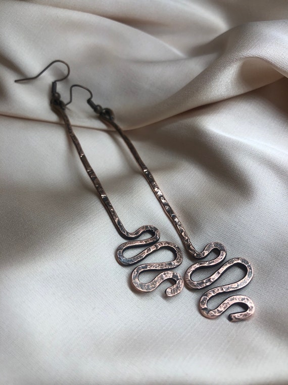 Long Statement Earring, Fashion Design Dangle Jewelry, Copper Wire