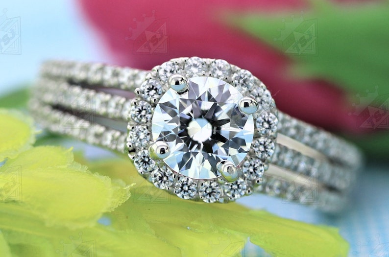 14k shops Solid Gold Ring, Dainty Engagement Ring, Moissanite Wedding Band, Personalized Gift 925 Sterling Silver