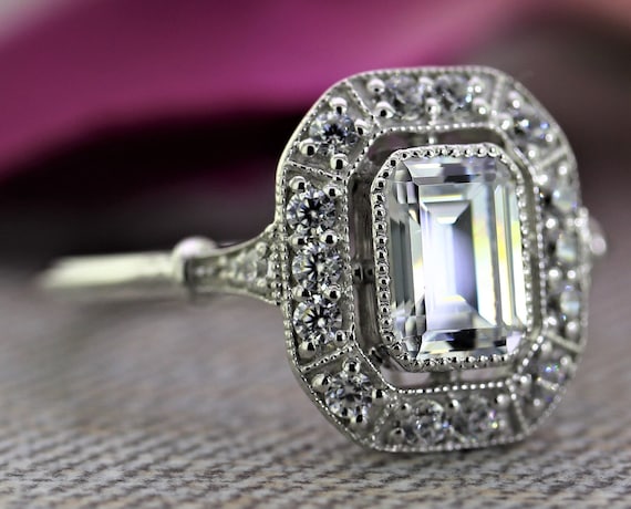 1.6Ct Unique Art Deco Antique Filigree 2 Stone Engagement Ring S925 