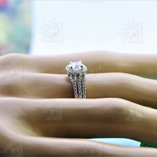 14k shops Solid Gold Ring, Dainty Engagement Ring, Moissanite Wedding Band, Personalized Gift 925 Sterling Silver