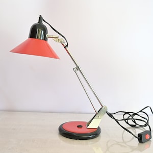 Red Aluminor desk lamp from the 70s