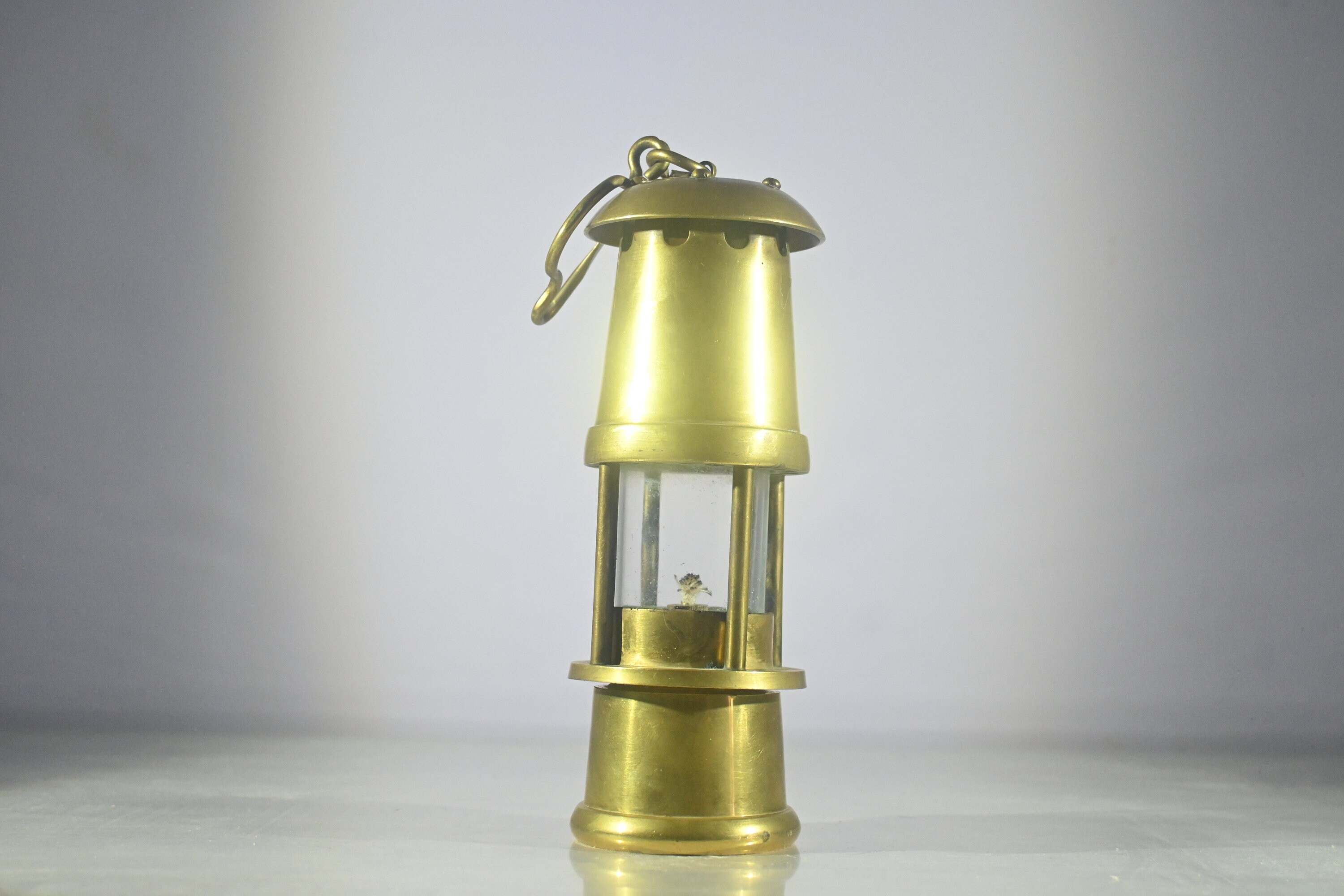 MINERS LAMP a C Wells 5B England 1800th Oil Lantern Single Torch Iron Cast  
