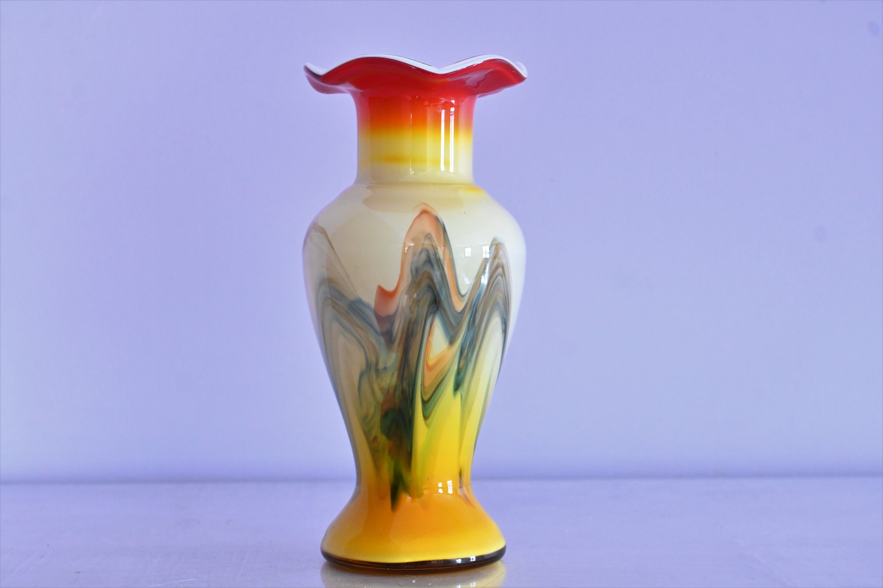 Vintage blown glass collar vase