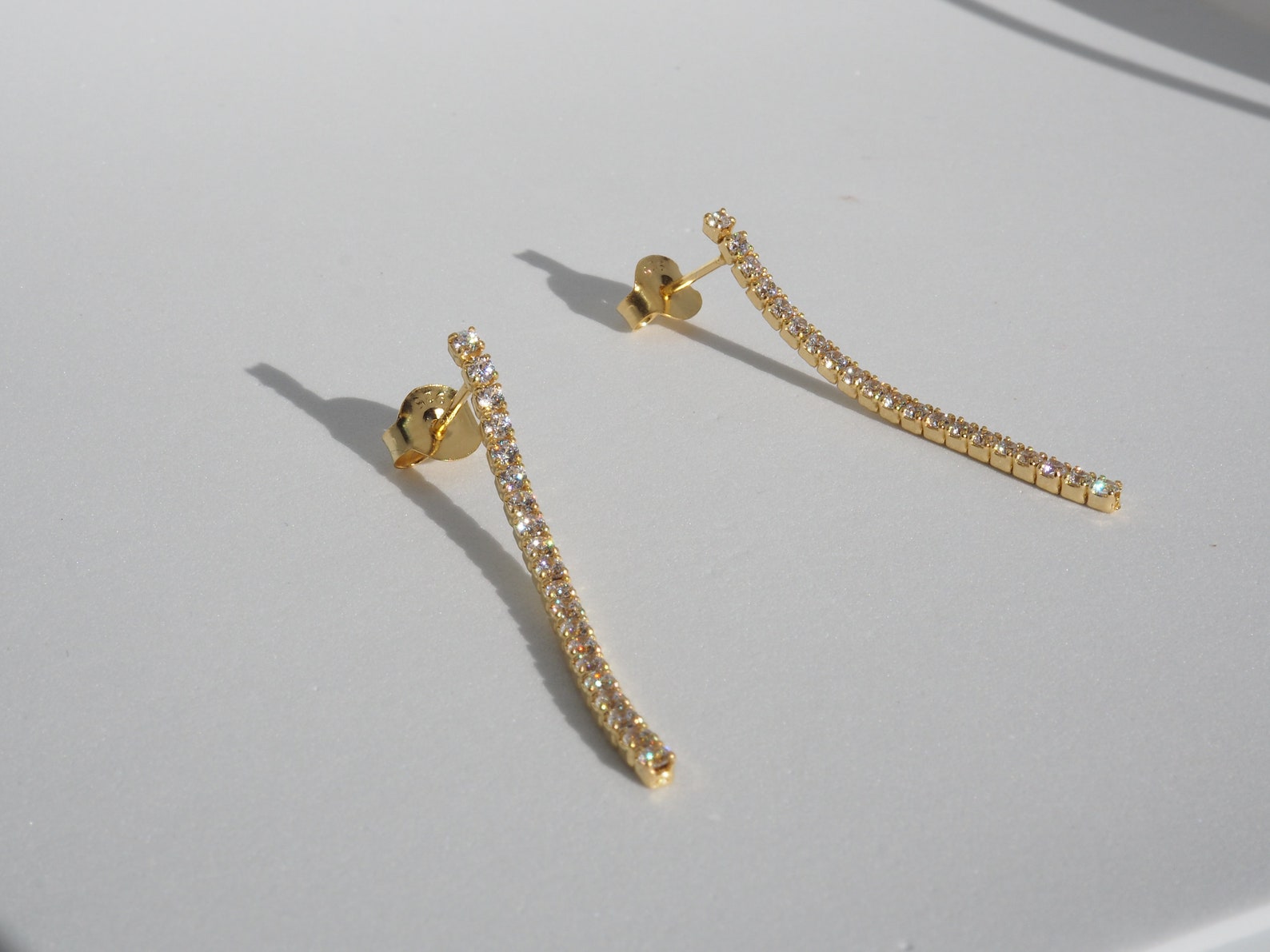 Diamond Linear Drop Earrings. Moissanite Earrings. Tennis Etsy