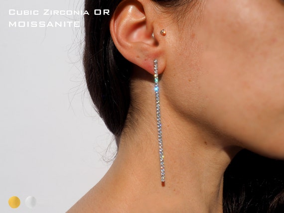 Sterling silver long cz earrings Sterling silver long cz earrings