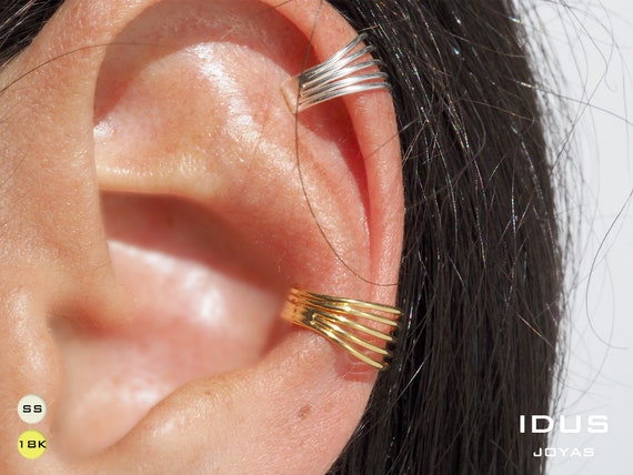 Gold Vermeil or Silver Helix Piercing. Helix Hoop. Ear Cuff No Piercing.  Fake Conch Piercing. Adjustable Conch Hoop Earring. Ear Jewelry - Etsy