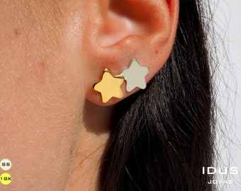 Big star earrings. Large star earrings in sterling silver or gold vermeil. Matte star stud earrings. Celestial minimalist jewelry gift.