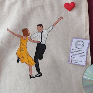 Tote bag, LA LA LAND, handpainted for enthusiast people of movies and cinema