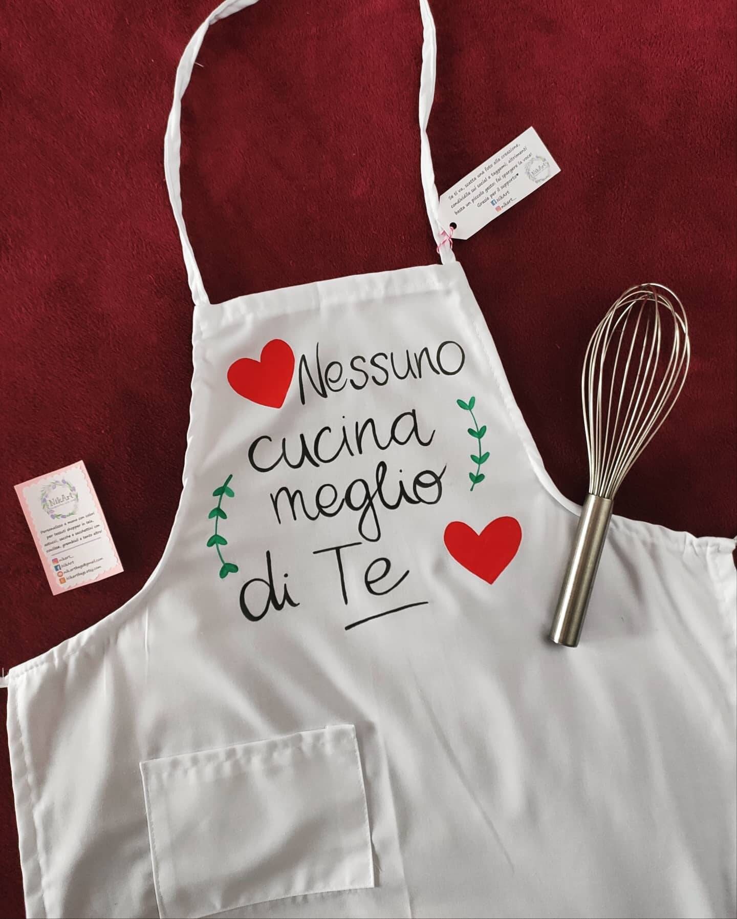 LaMAGLIERIA Grembiule personalizzato uomo donna chef, pasticcerie, pizzaiolo,  barbecue, Nero : .it: Casa e cucina