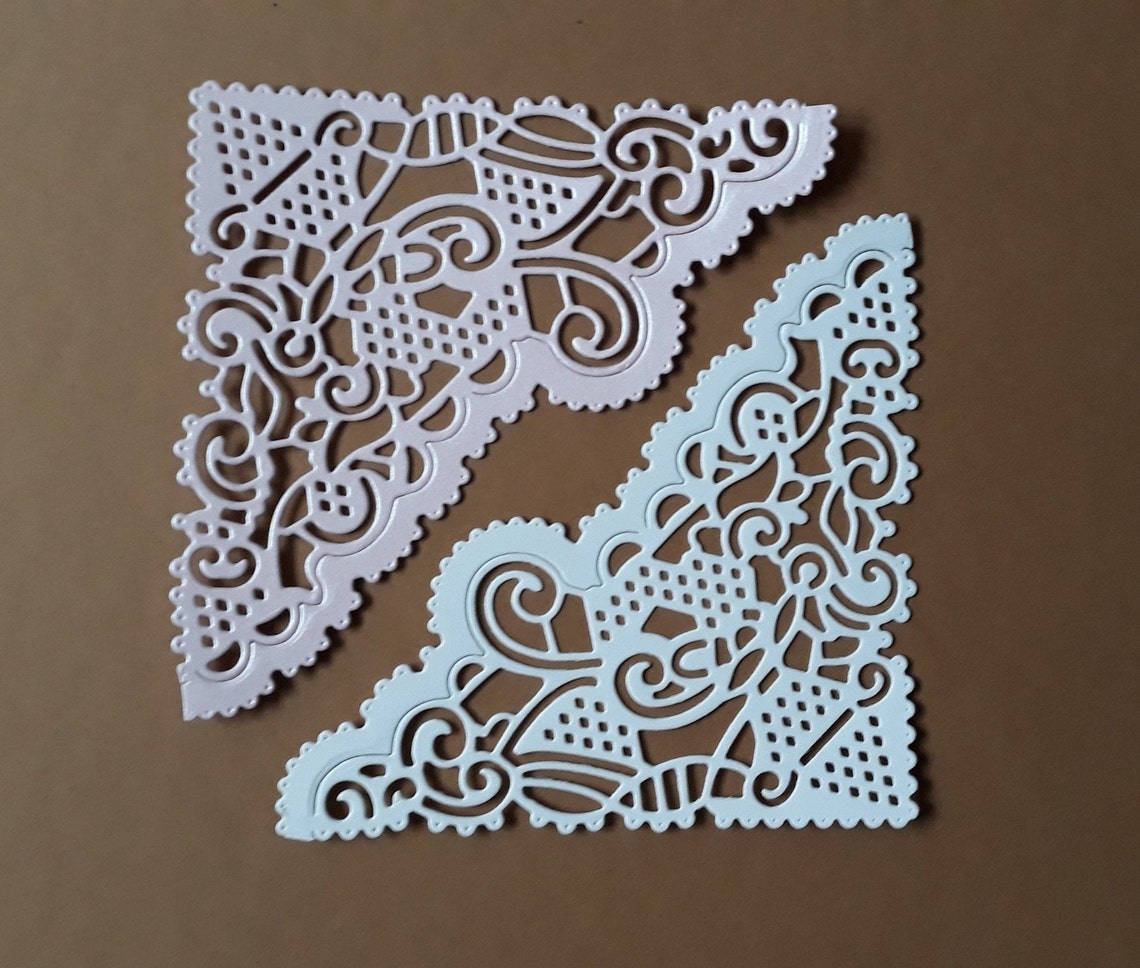 Set of 4 Lace Corners for Cardmaking Lace Corners Paper Die Etsy