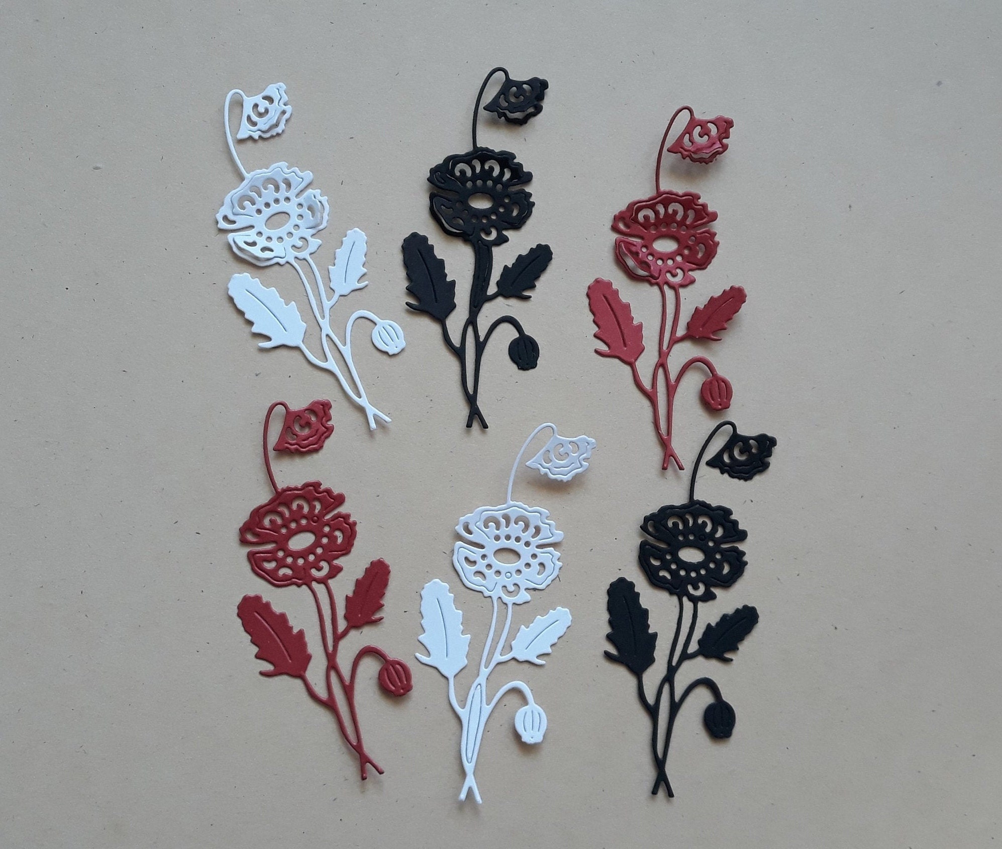 Poppy Flowers Die Cuts Plants and Flowers Paper Die Cuts for Etsy