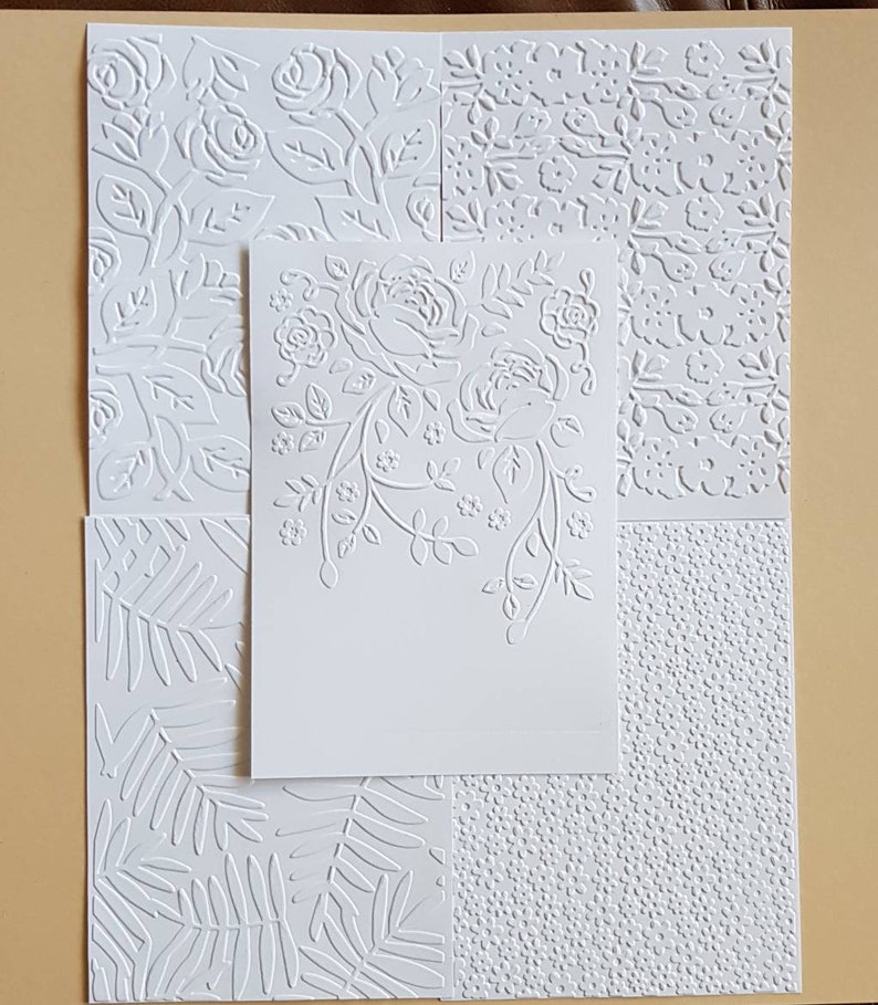 5 Embossed Card Fronts Embossed Card Stock Sheets for Etsy UK