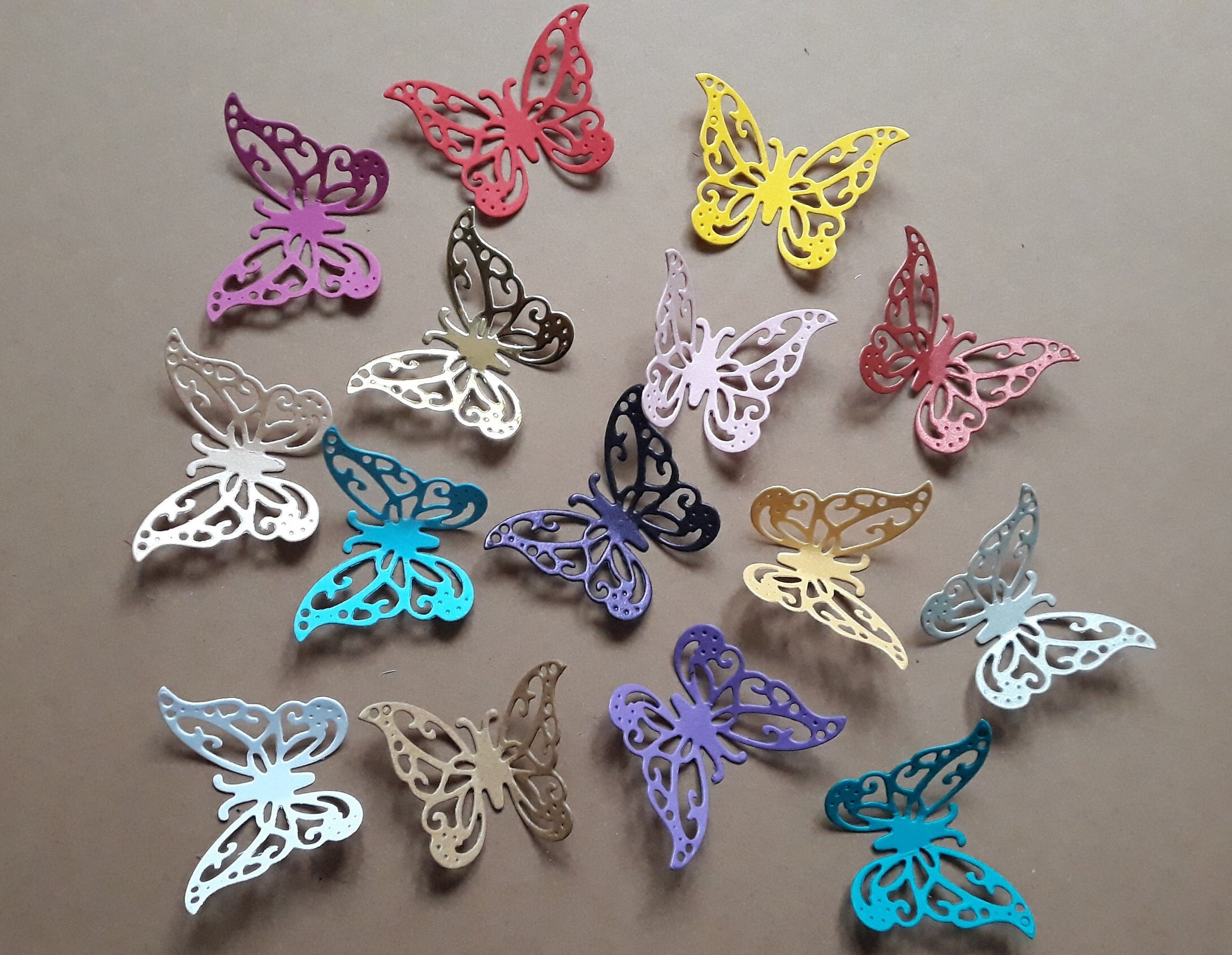 Set of 15 pcs Variety of Paper Butterflies Glittered Etsy