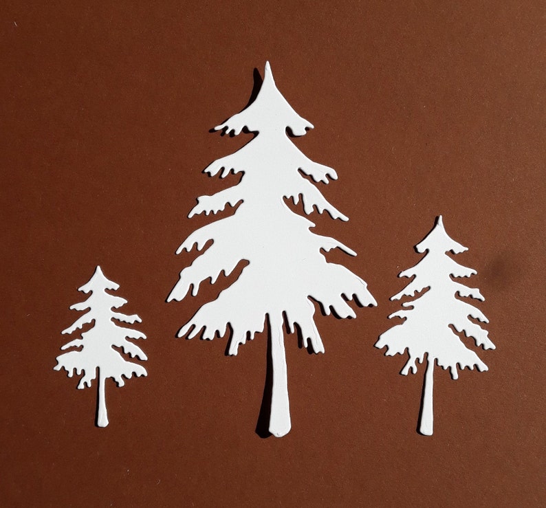 Pine Trees Paper Die Cuts Pine Trees Set of 12 Christmas Etsy