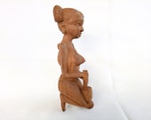 African woman with mortar and pestle,African woman statue,African woman wooden statue,Wood statue of African woman,African woman sculpture