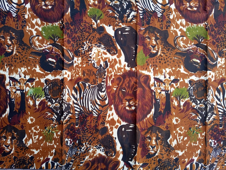 Lion fabric,Elephant fabric Tiger fabric Zebra fabric African fabric by the yard Gazelle fabric Leopard fabric Buffalo fabric
