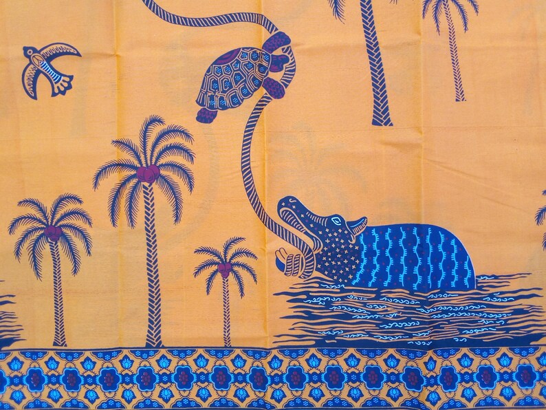 African animals fabric,African animals print,Elephant,Crocodile,Birds,Turtles,Trees,African Fabric by the yard,African animal wall art