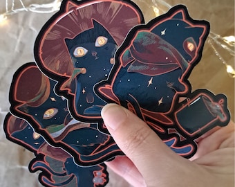Vinylstickers nekomata schattige zwarte katten