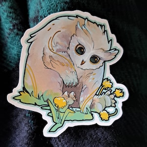 Adesivo de vinil fofo urso-coruja bebê D&D com folha de ouro