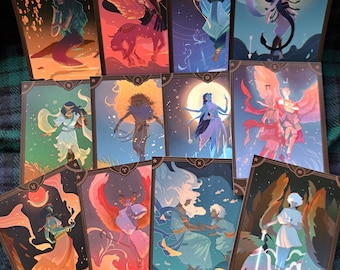 Cartoline artistiche con le costellazioni dello zodiaco formato A5