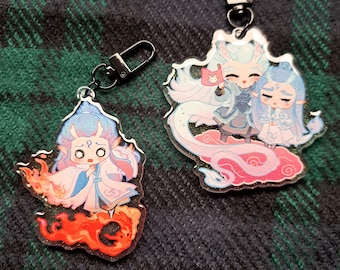 Nezha Ao Bing Ao Guang glitter acryl bedel sleutelhanger
