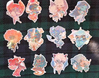 Zodiac stickers - glossy broken glass effect holo laminate