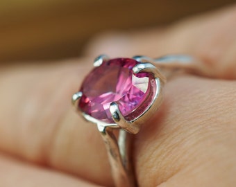 Pink topaz ring | 925 sterling silver ring | Handmade silver jewellery | Statement ring