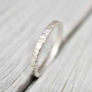 Hammered silver ring | Hammered 2mm sterling silver ring | Handmade sterling silver jewellery | Silver stacking ring | Gift for her |