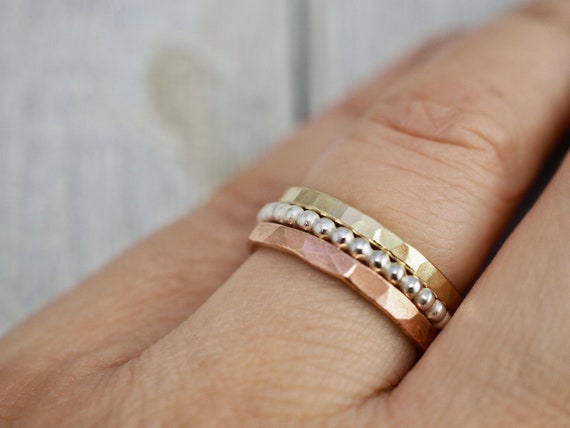 Gold and Silver Stacking Rings Handmade Stacker Rings Sterling