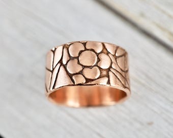 Floral copper ring | Wider copper ring | Handmade copper jewellery | Flower ring | Copper gift | Gift for her
