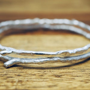 Sterling silver twig bracelet 925 Sterling silver bangle Handmade silver bangle Gift for her Mothers day gift Gift for mum image 3