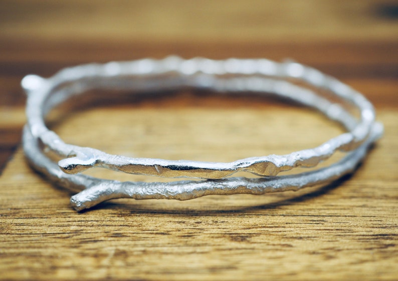 Sterling silver twig bracelet 925 Sterling silver bangle Handmade silver bangle Gift for her Mothers day gift Gift for mum image 3