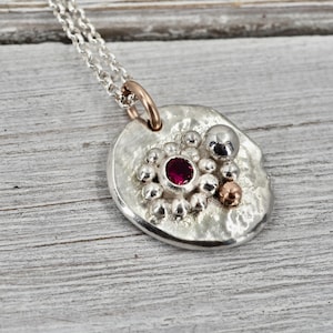 Ruby necklace | Sterling silver necklace | Silver lab-ruby pendant | Sterling silver jewellery | Gift for her