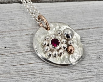 Ruby necklace | Sterling silver necklace | Silver lab-ruby pendant | Sterling silver jewellery | Gift for her