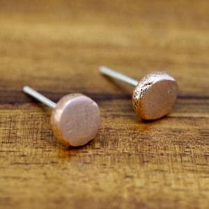 Little copper stud earrings | Recycled solid copper earrings with sterling silver posts | Handmade | Gift for her
