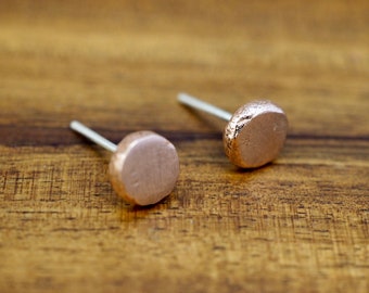 Little copper stud earrings | Recycled solid copper earrings with sterling silver posts | Handmade | Gift for her