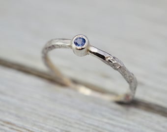 Delicate tanzanite stacking ring | Little silver stacker with Tanzanite | Handmade sterling silver ring | Birthstone jewellery