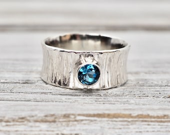 Blue topaz ring | Sterling silver ring with 5mm blue topaz | Handmade Sterling silver ring | Handmade silver jewellery | Topaz Jewellery