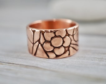 Floral copper ring | Wider copper ring | Handmade copper jewellery | Flower ring | Copper gift | Gift for her