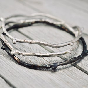 Sterling silver twig bracelet 925 Sterling silver bangle Handmade silver bangle Gift for her Mothers day gift Gift for mum image 1