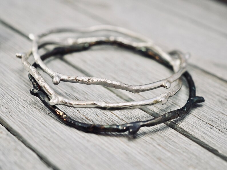 Sterling silver twig bracelet 925 Sterling silver bangle Handmade silver bangle Gift for her Mothers day gift Gift for mum image 1