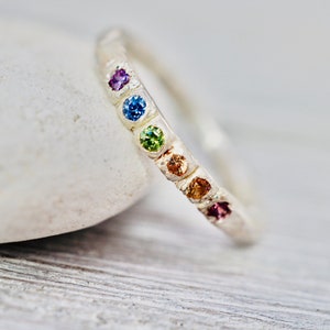 Rainbow gemstone stacking ring Multi-colour gemstone stacker Handmade sterling silver ring Gift for her Engagement ring image 5