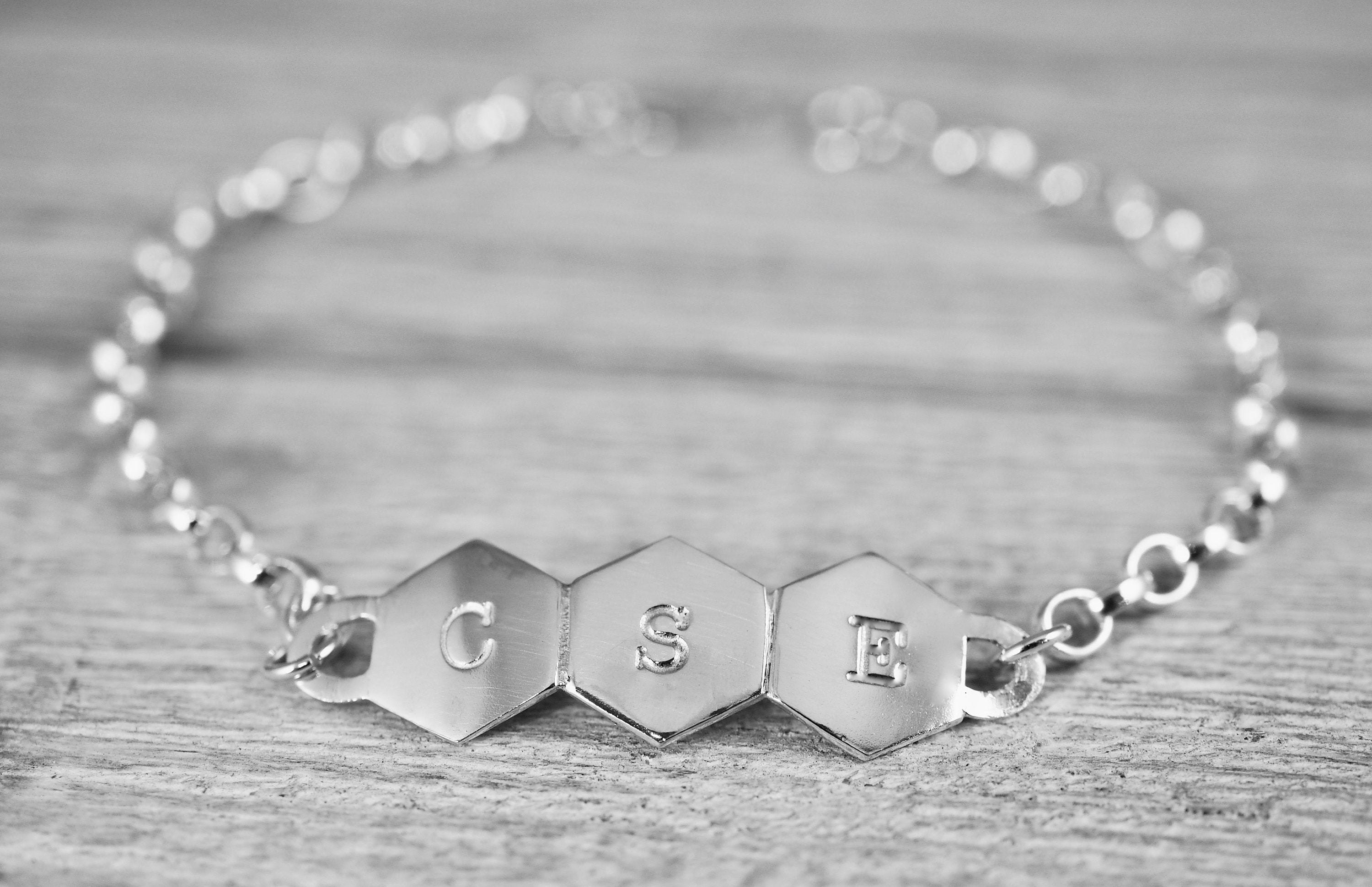 Initials bracelet Sterling silver personalised initial bracelet