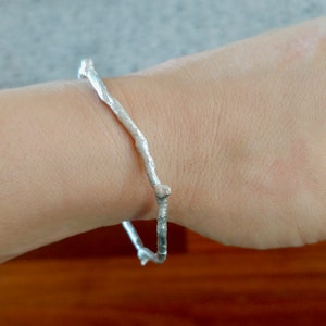 Sterling silver twig bracelet 925 Sterling silver bangle Handmade silver bangle Gift for her Mothers day gift Gift for mum image 6